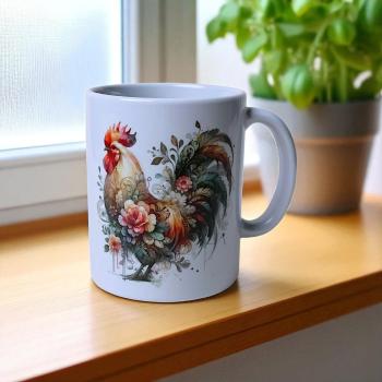 Keramiktasse Tasse Huhn Blumen Design Nr. 2 Kaffeebecher Teetasse Kaffeetasse - Artikel Nr. 1100089
